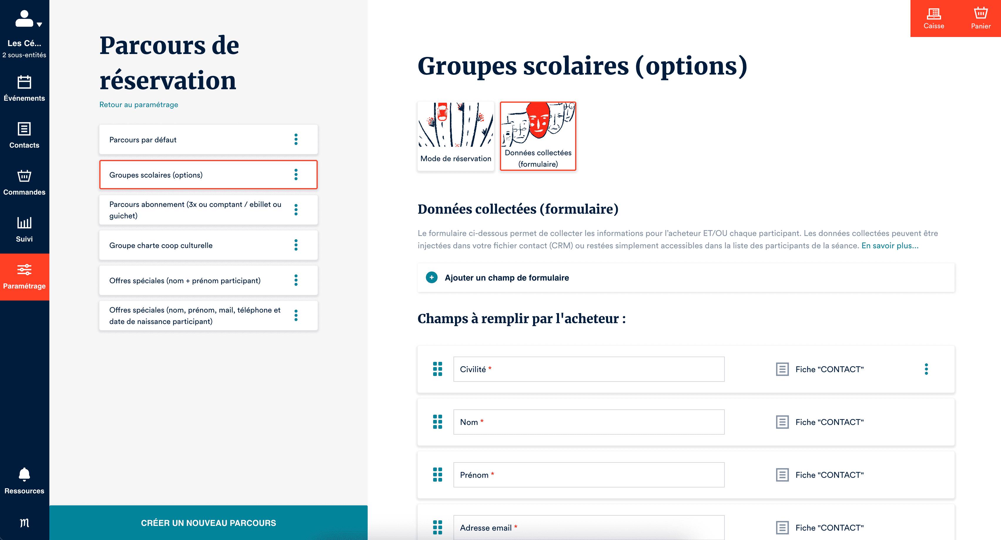 Paramétrage groupe scolaire